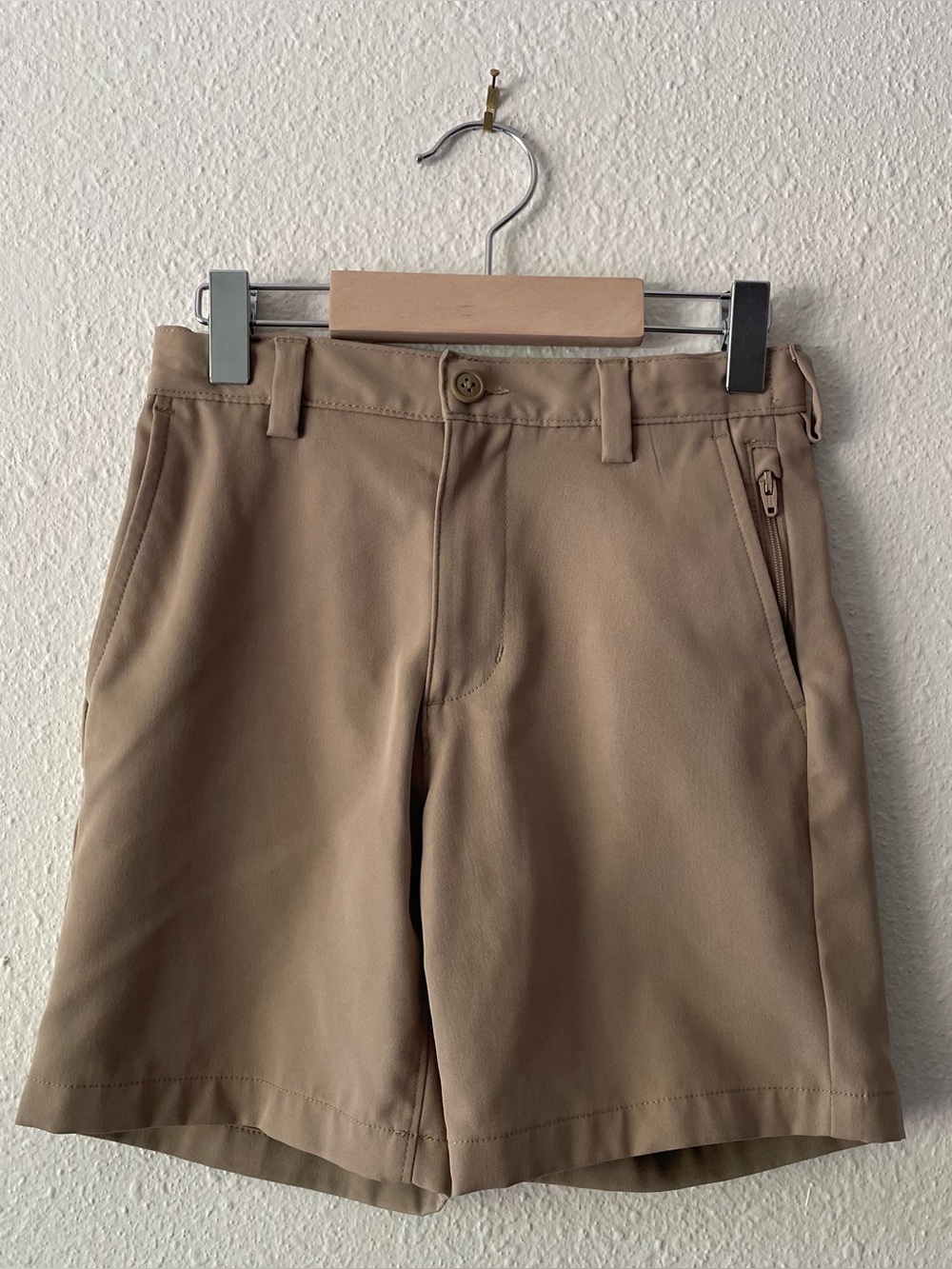Lands’ End Boys Size 7 Khaki Active Performance Chino Uniform Shorts Stretch